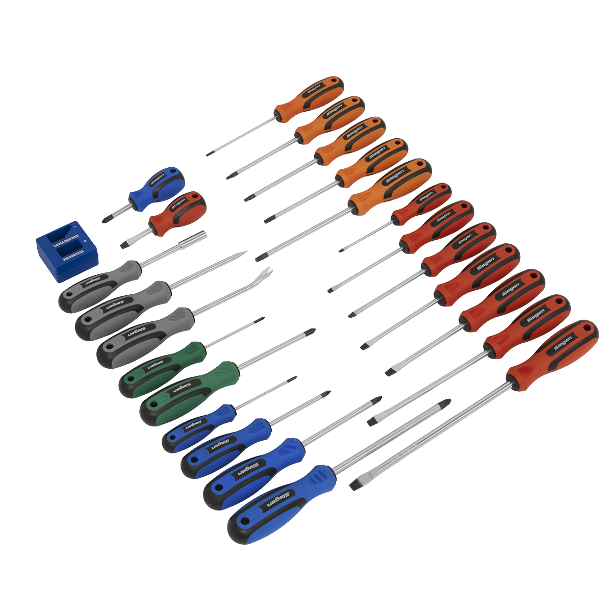 Sealey Soft Grip Screwdriver Set 24 Pcs Pozi Slotted Phillips Tack Puller S0617