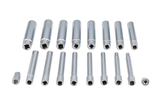 LASER 8420 Extra Deep Master Socket Set 18 Pieces 3/8" 1/2" Drive 6mm-21mm 120mm