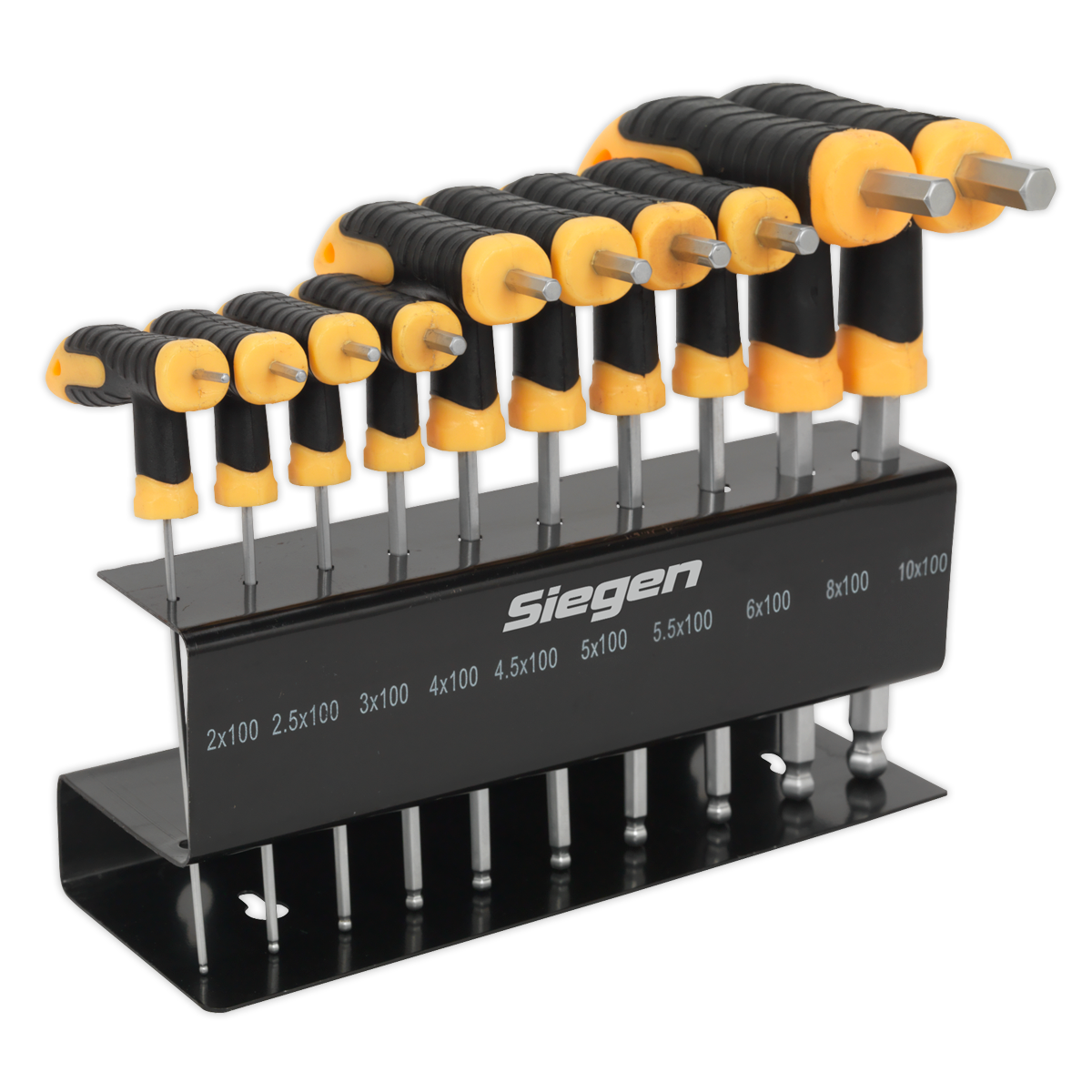 Sealey Ball-End Hex Key Set 10 Pcs T-Handle Metric Polished Satin Finish S01150