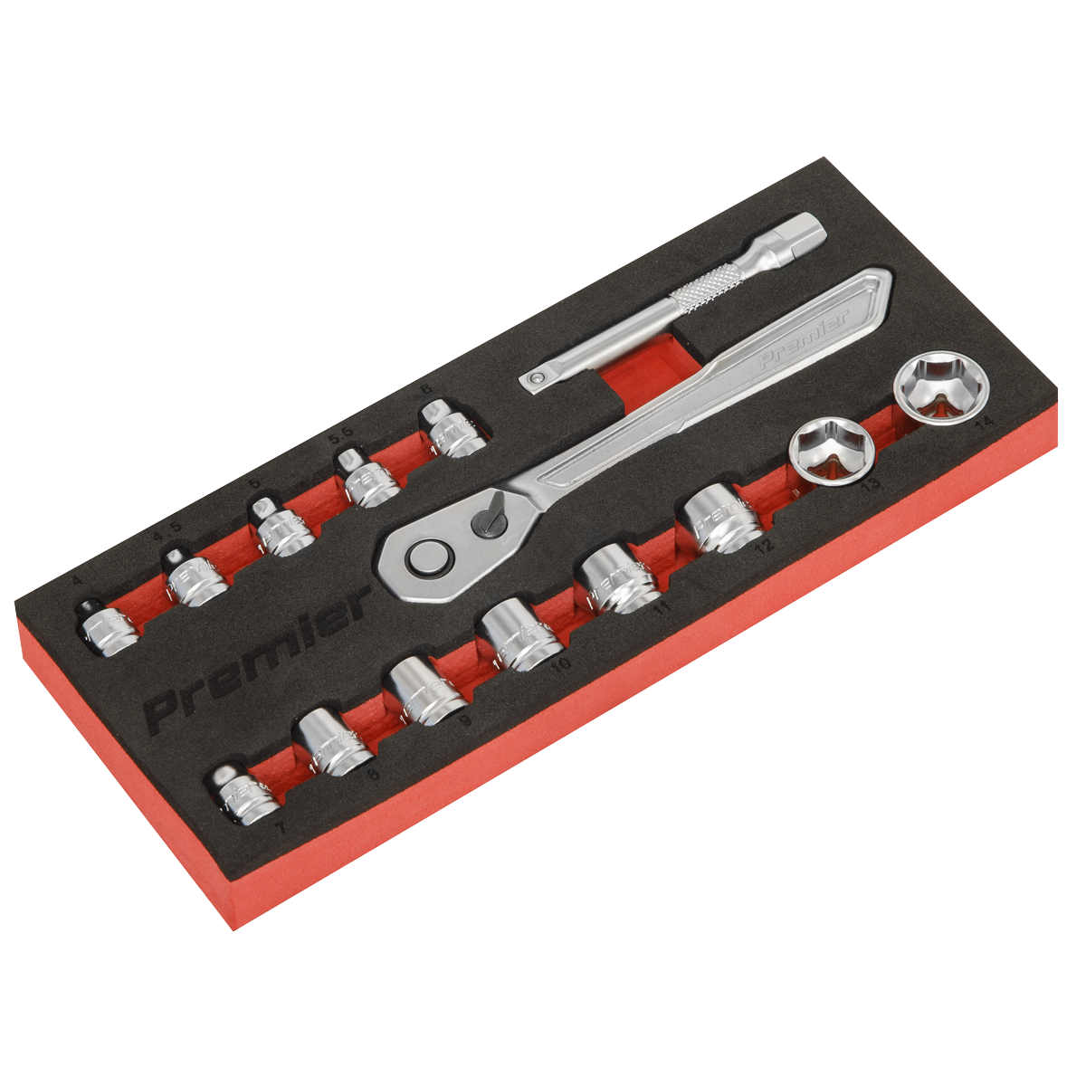 Sealey Low Profile Socket Set 15 Pieces 1/4" Square Drive - Metric AK5783