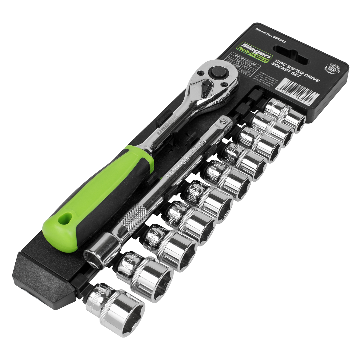 Sealey Socket Set 12 Pieces Tool 3/8" Square Drive With Polished Finish S01242