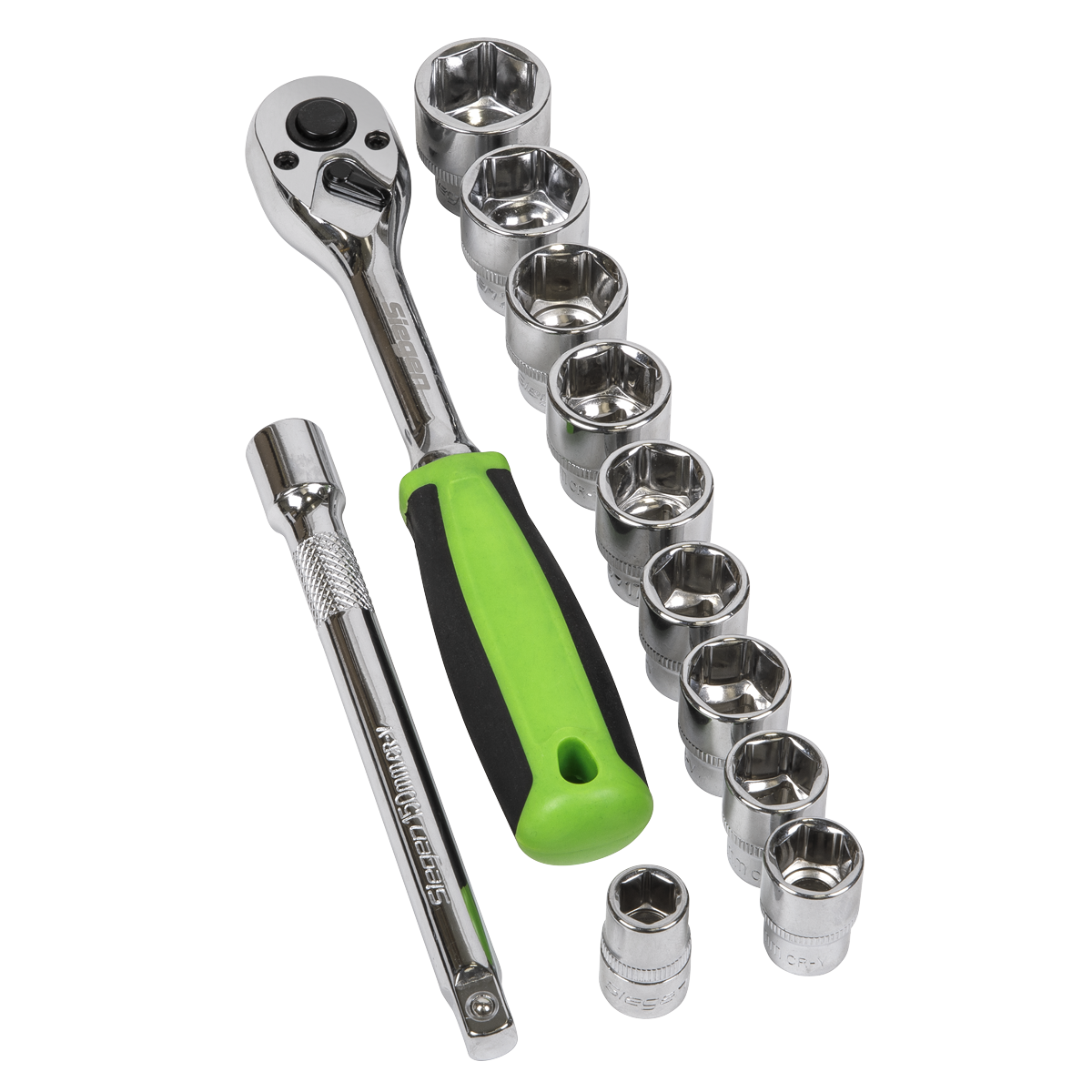 Sealey Socket Set 12 Pieces Tool 1/2" Square Drive With Polished Finish S01244