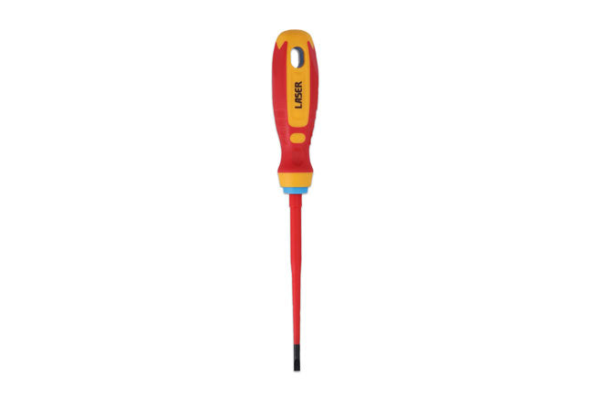 LASER 8452 Screwdriver VDE Insulated Flat 4.0x100mm Chrome Molybdenum Soft Grip