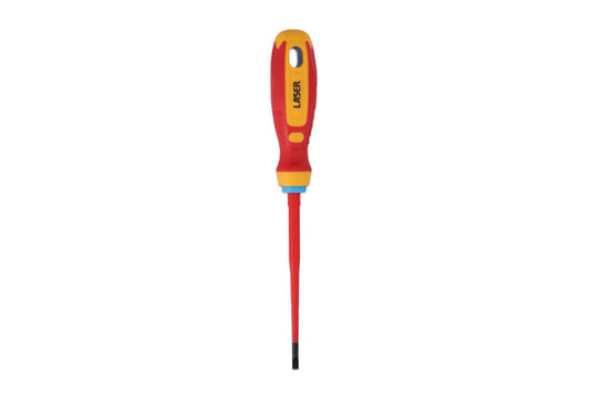 LASER 8452 Screwdriver VDE Insulated Flat 4.0x100mm Chrome Molybdenum Soft Grip