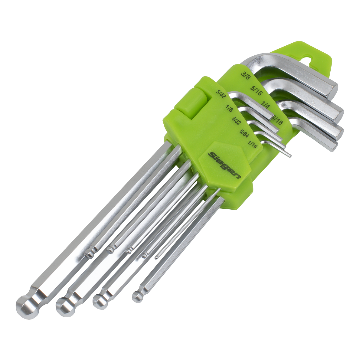 Sealey Hex Key Set Long Ball-End 9 Pieces Imperial 1/16" -3/8" 62.5-177mm S01261