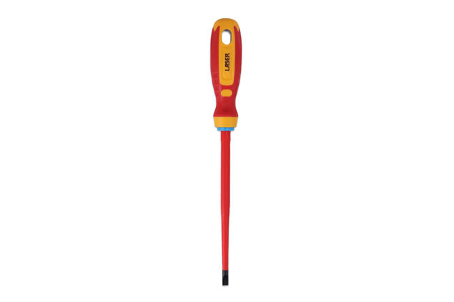 LASER 8454 Screwdriver VDE Insulated Flat 6.5x150mm Chrome Molybdenum Soft Grip