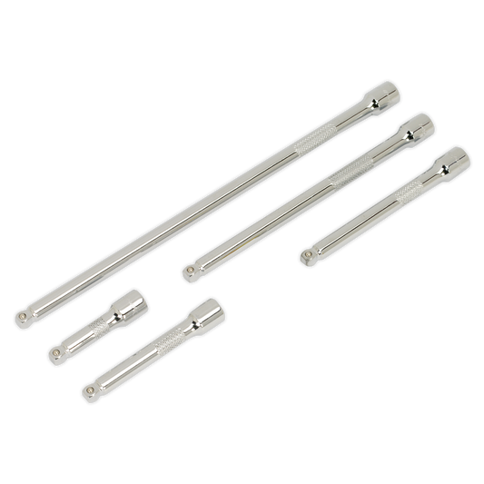 Sealey Wobble Extension Bar Set Chrome Plated 5 Pieces 1/4" Square Drive AK766