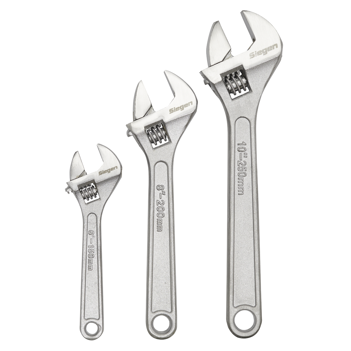 Sealey Adjustable Wrench Set Hardened & Heat Treated Steel 3 Pieces S0448