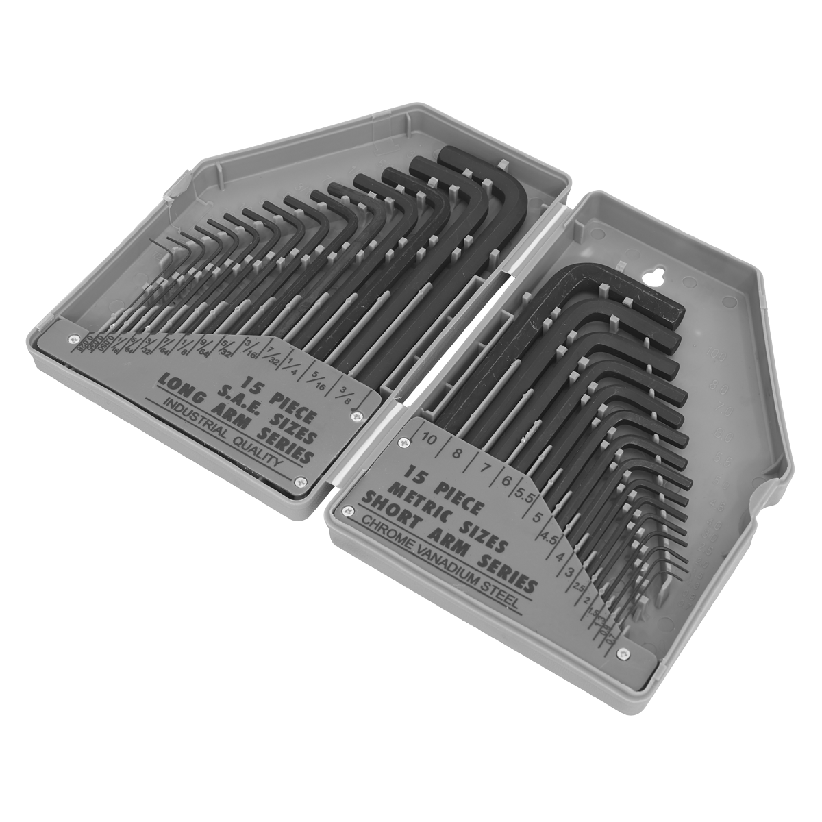 Sealey Hex Key Set Long/Short Arm 30 Pcs Metric/Imperial Chrome Vanadium S0484