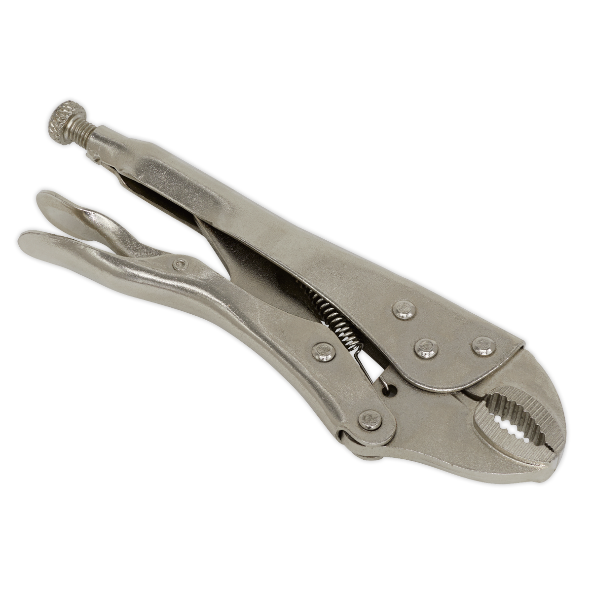 Sealey Locking Pliers 175mm Curved Adjustable Grip Jaws With Lever Release S0486