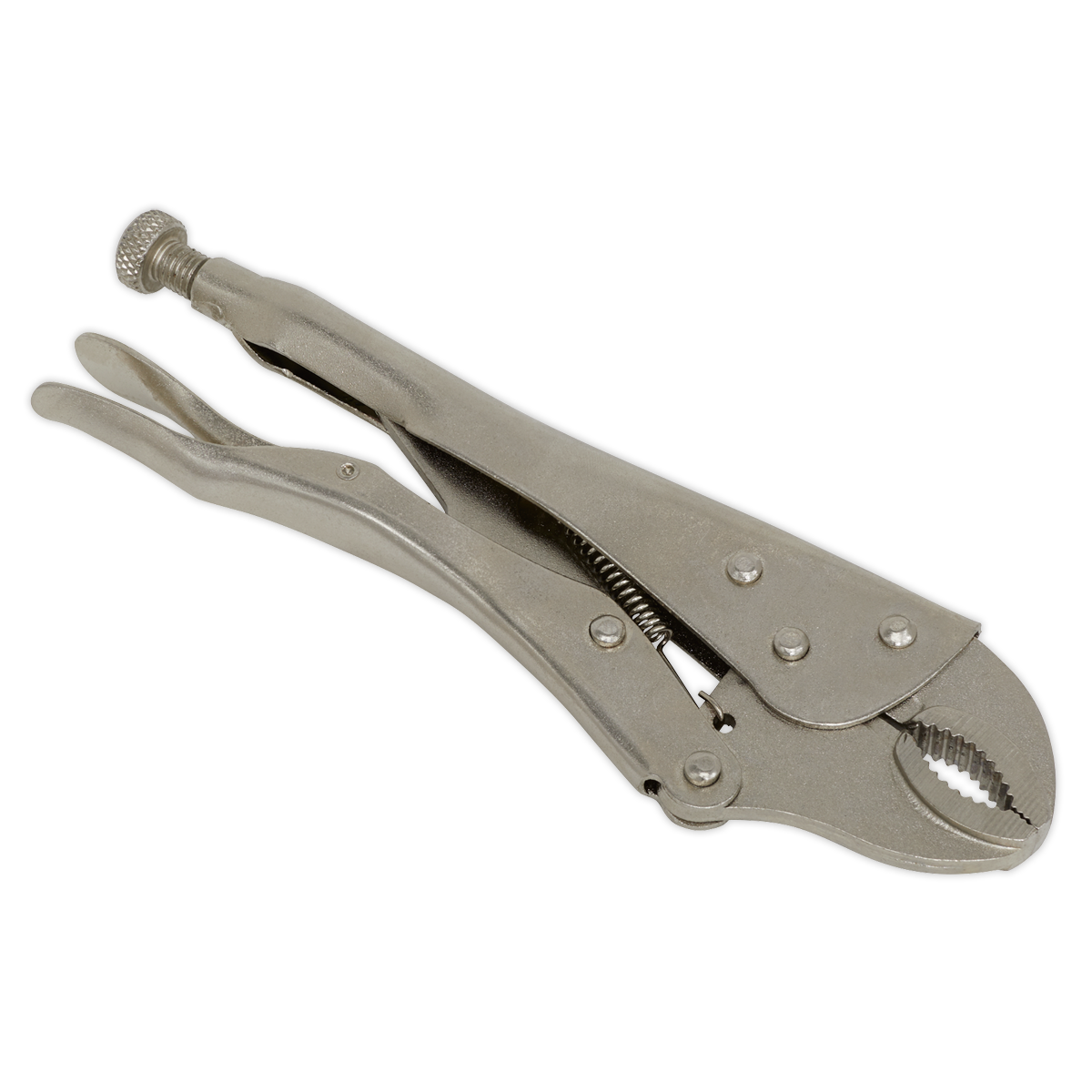 Sealey Locking Pliers 215mm Curved Adjustable Grip Jaws With Lever Release S0487