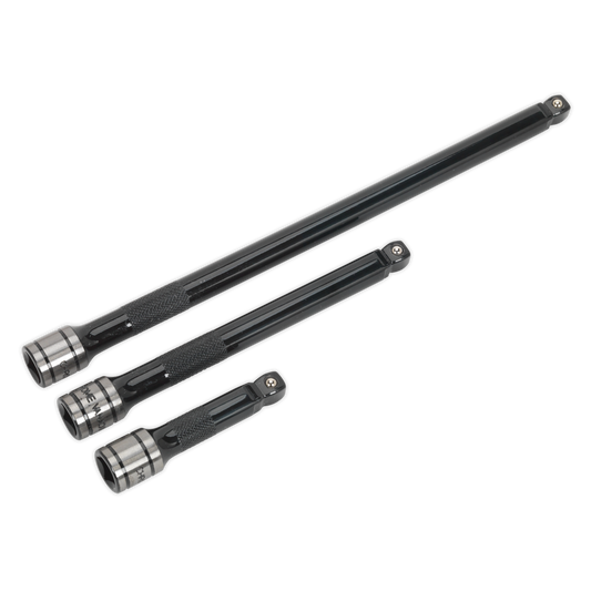 Sealey Wobble/Rigid Extension Bar Set 3Pc 3/8" Square Drive Black Series AK7691