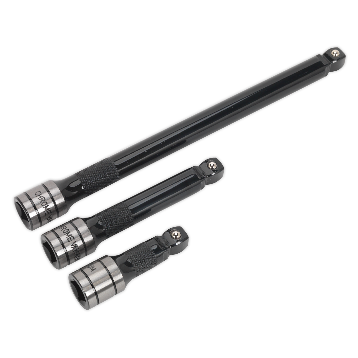 Sealey Wobble/Rigid Extension Bar Set 3pc 1/2" Square Drive Black Series AK7692