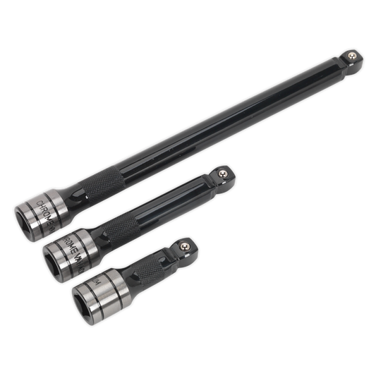 Sealey Wobble/Rigid Extension Bar Set 3pc 1/2" Square Drive Black Series AK7692