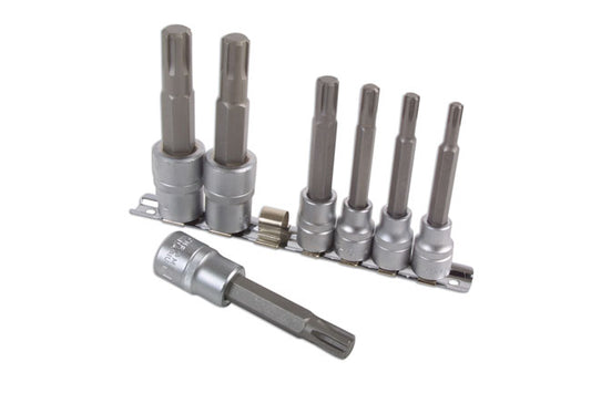LASER 2900 7Pcs Screwdriver Ribe Socket Bit Set 3/8" & 1/2" Drive CRV Steel