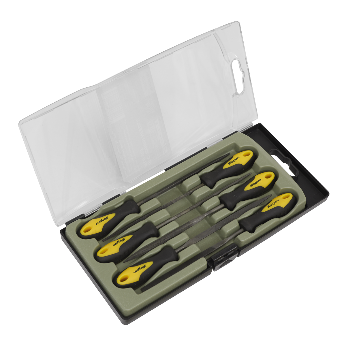 Sealey 100mm Needle File Set With Comfort Soft Grip Handles 6 Pieces S0628