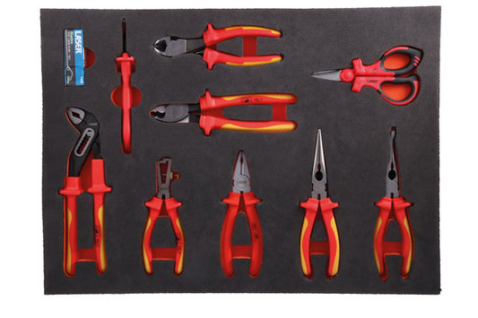 LASER 8485 Insulated Pliers Set Foam Inlay VDE Insulated 1000V 5 Pieces