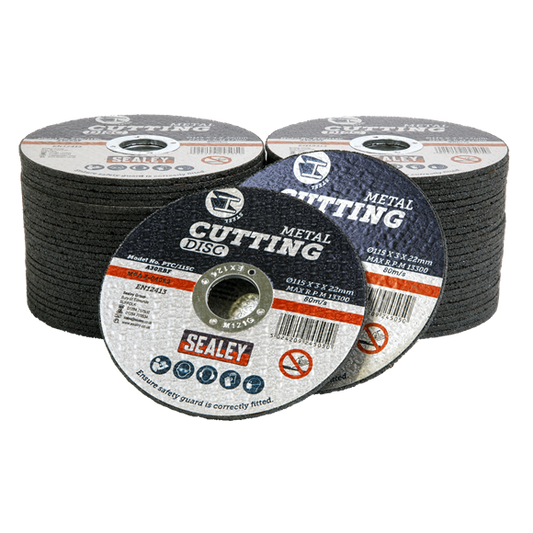 Sealey Cutting Disc Ø115 x 3mm Ø22mm Bore General Purpose 50 Pieces PTC/115C50