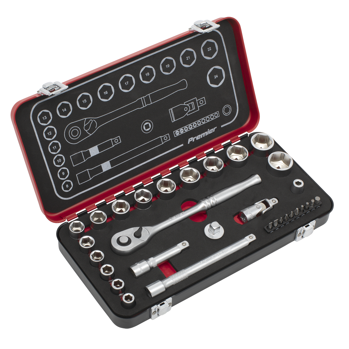 Premier Platinum Socket Set 3/8" Square Drive 31 Pieces Chrome Vanadium Steel