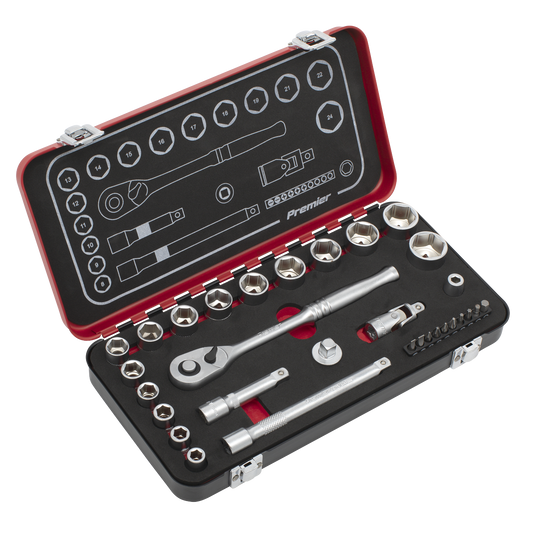 Premier Platinum Socket Set 3/8" Square Drive 31 Pieces Chrome Vanadium Steel