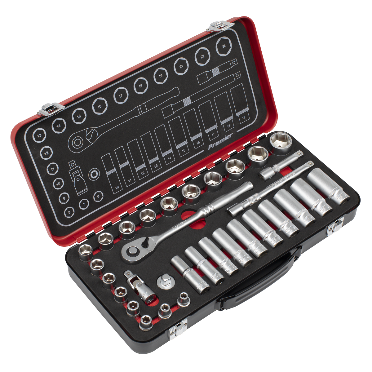 Premier Platinum Socket Set 3/8" Square Drive 32 Pieces Chrome Vanadium Steel