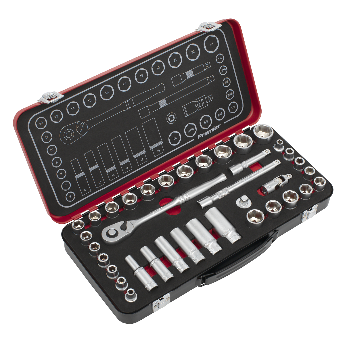 Premier Platinum Socket Set 3/8" Square Drive 37 Pieces Metric/Imperial + Case