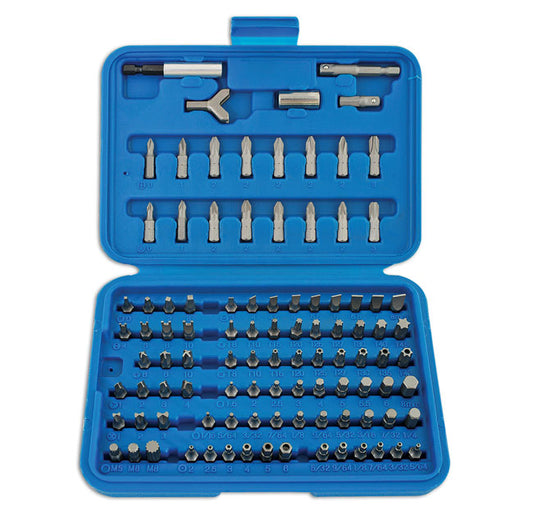 LASER 2905 100 Pcs Screwdriver Bit Set Hex Star Flat Phillips PzDrive CRV Steel