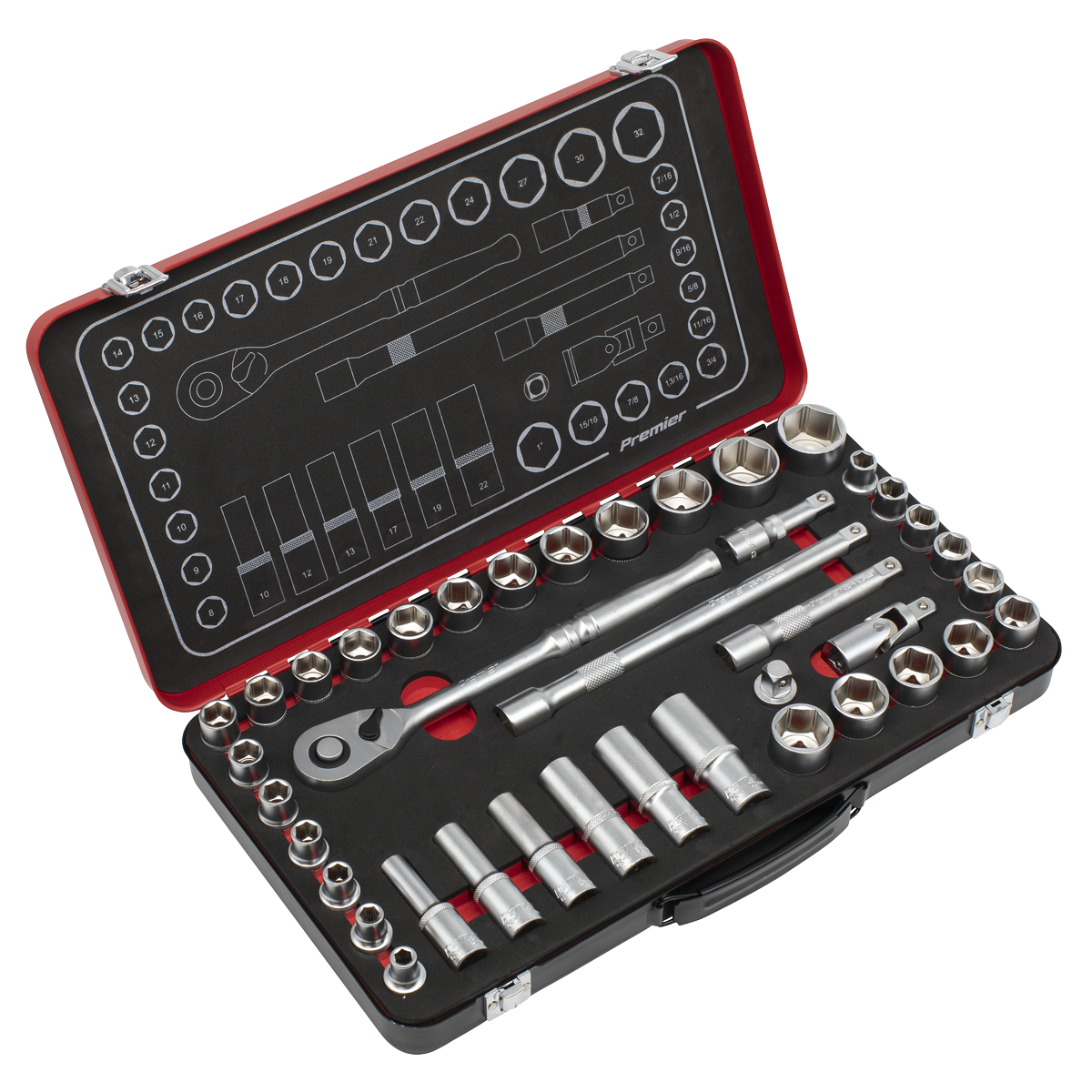 Premier Platinum Socket Set 1/2" Square Drive 40 Pieces Metric/Imperial + Case