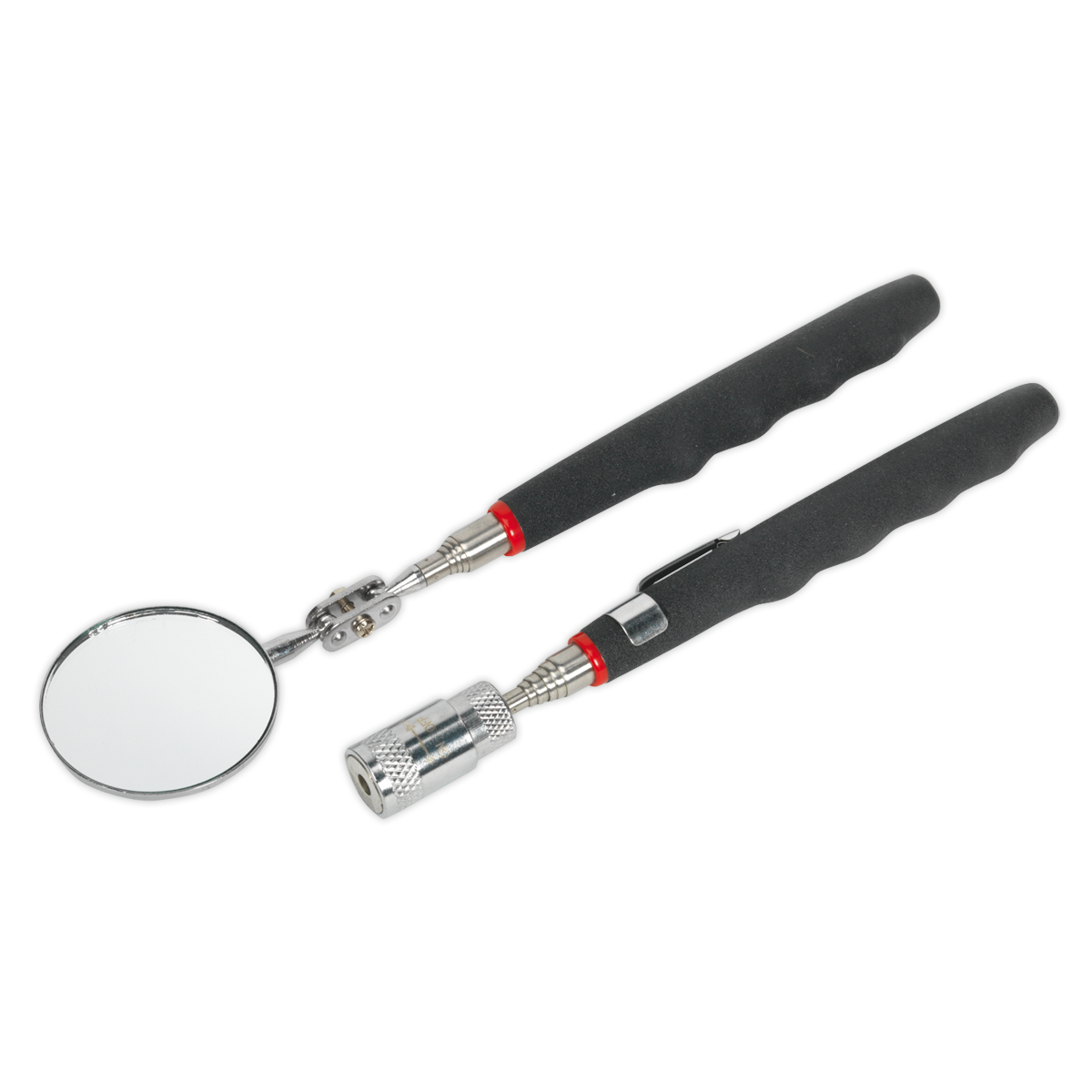Sealey Telescopic Magnetic LED Pick-Up Tool Inspection Mirror Set 2 Pieces S0941