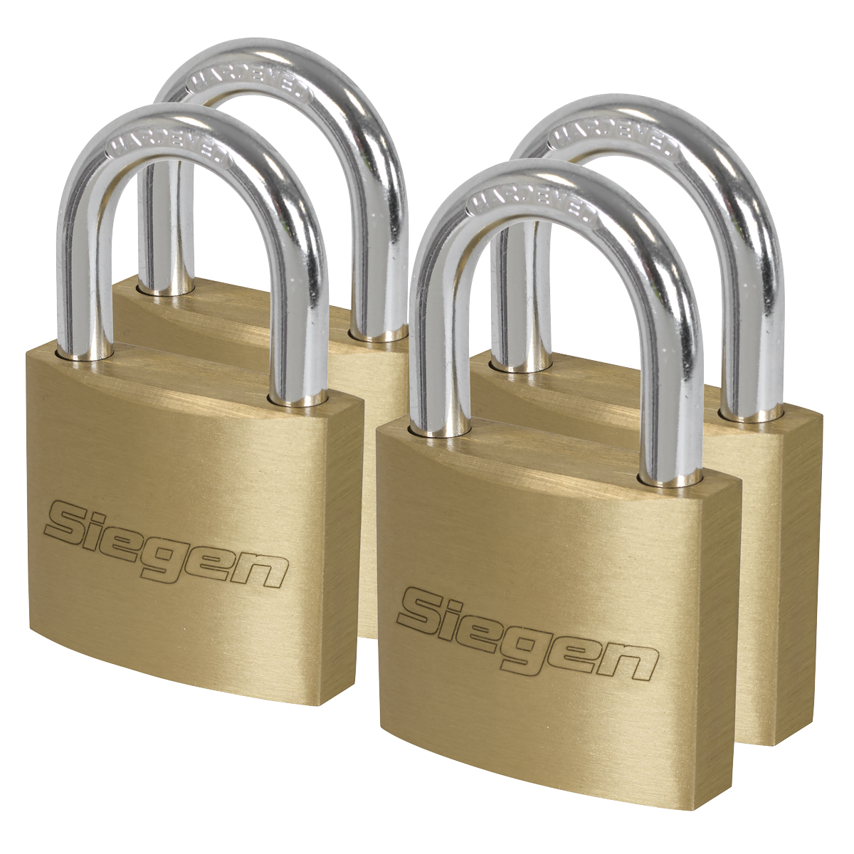 Sealey Brass Body Padlock With Brass Cylinder Keyed Alike Pack of 4 Pieces S0992