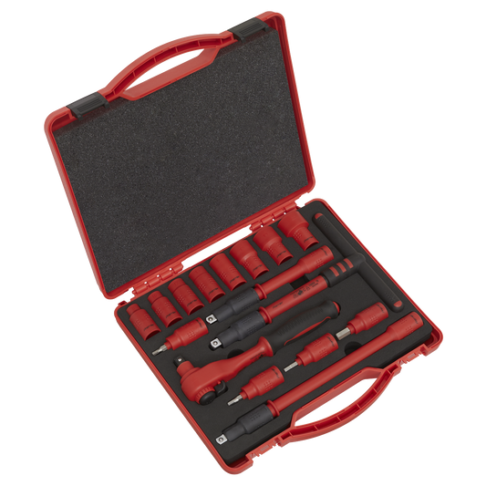 Sealey VDE Insulated Socket Set 16 Pieces 3/8" Square Drive Chrome Plated AK7940