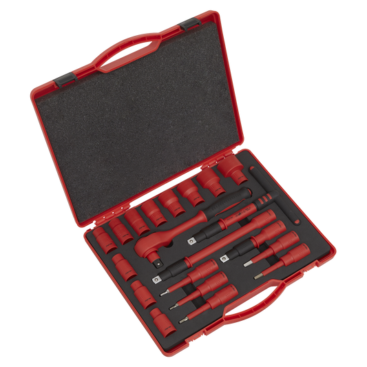 Sealey VDE Insulated Socket Set 20 Pieces 1/2" Square Drive Chrome Plated AK7941