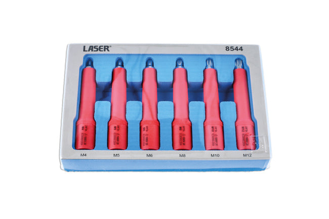 LASER 8544 Insulated Spline Socket Bit Set 6pc 3/8" Drive Chrome Vanadium Steel