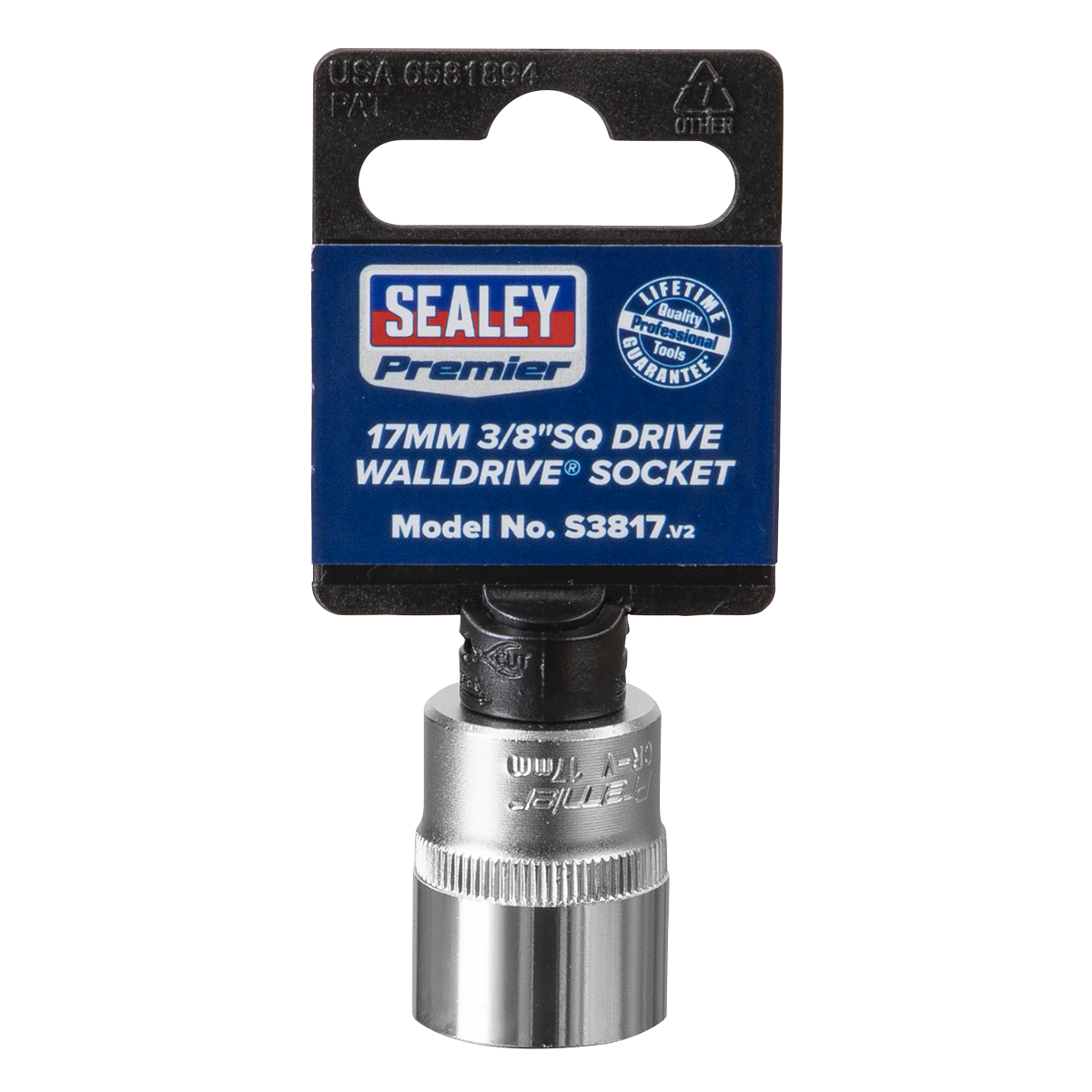 Sealey WallDrive Socket Tool 17mm 3/8" Square Drive Chrome Vanadium Steel S3817