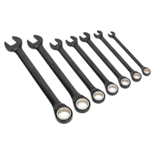 Sealey Combination Ratchet Spanner Set 7 Pieces Black Series Metric AK7978