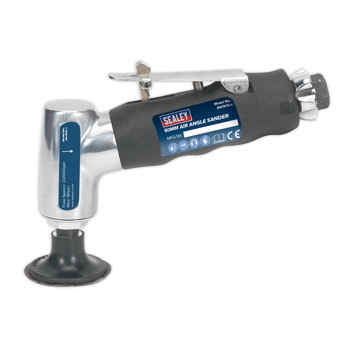 Sealey Air Angle Sander 18000RPM 10CFM 1/4" BSP Inlet Size 90PSI 50mm SA19/S