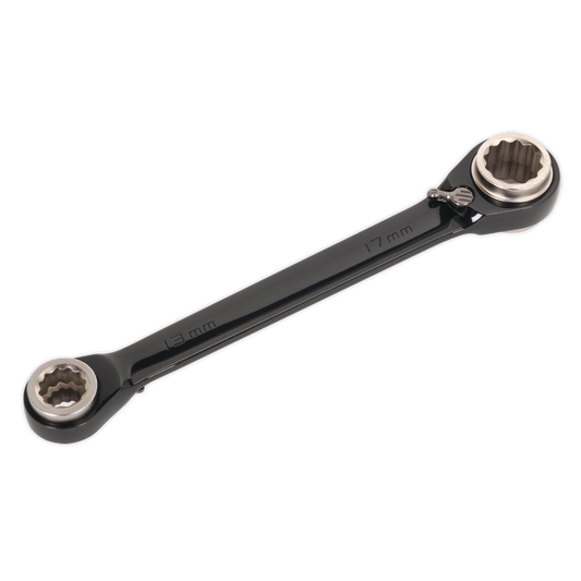 Sealey Ratchet Ring Spanner 4in1 Reversible Metric Black Series 72 Teeth AK7979