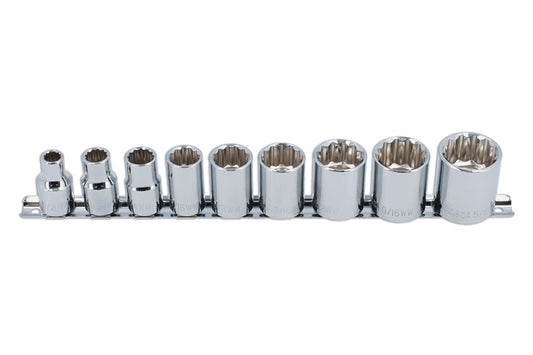 LASER 2919 Whitworth Socket Set 1/2" Inch Drive 9-Piece Chrome Vanadium Steel