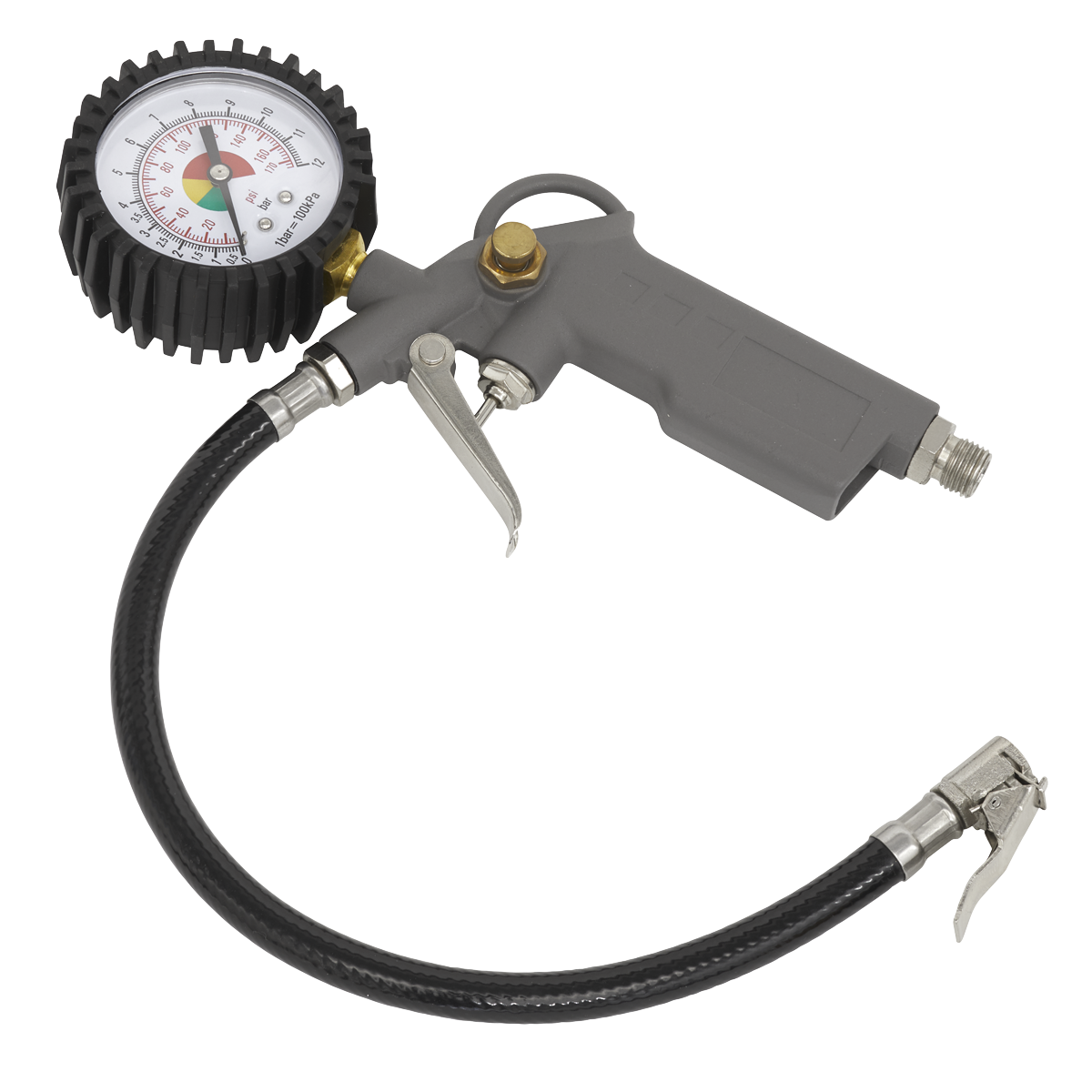 Sealey Tyre Inflator With Dial Type Gauge & Rubber Protector 0-12 Bar SA332
