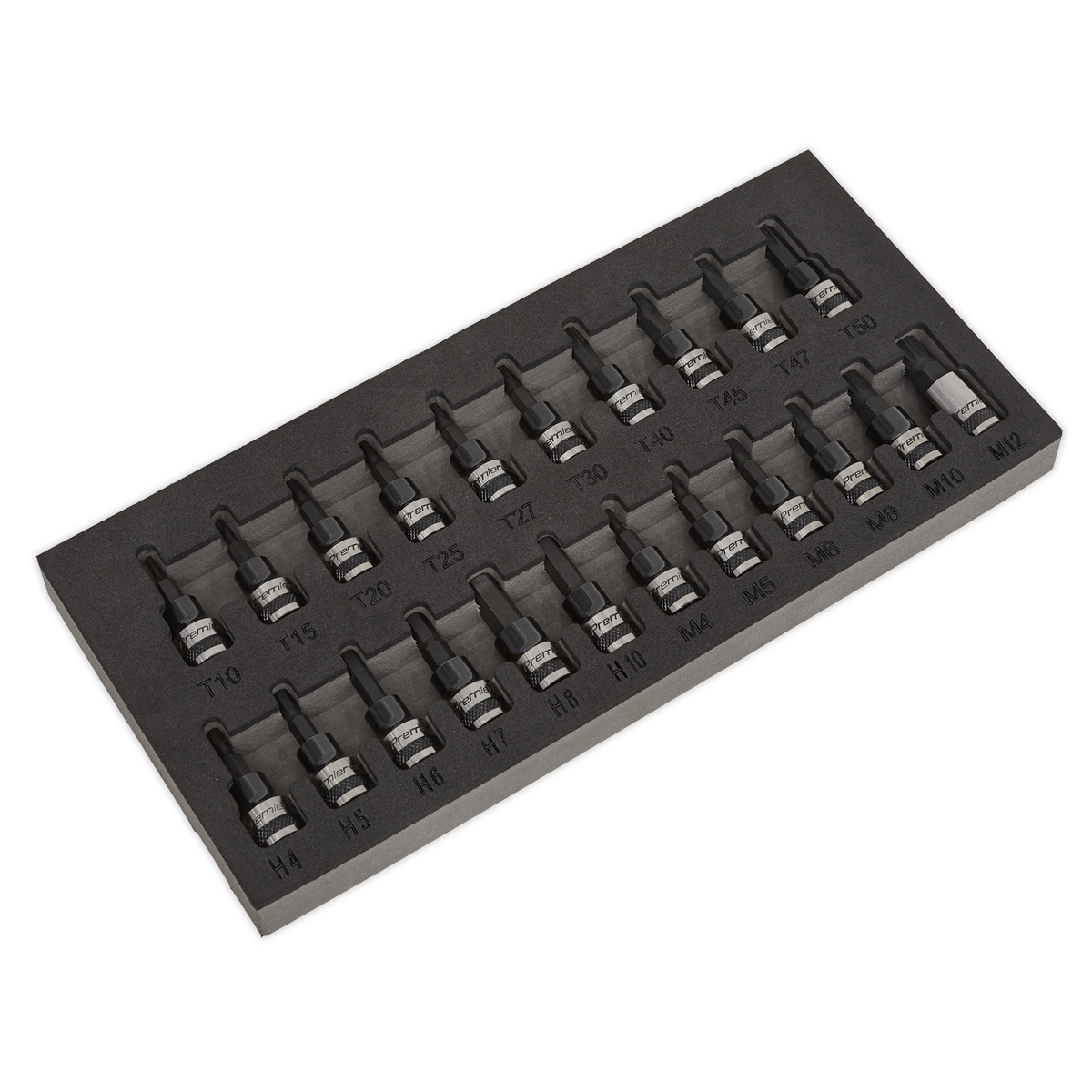 Sealey TRX-Star/Hex/Spline Socket Bit Set 22 Pcs 3/8" Drive Black Series AK7985