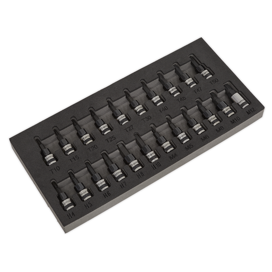 Sealey TRX-Star/Hex/Spline Socket Bit Set 22 Pcs 3/8" Drive Black Series AK7985