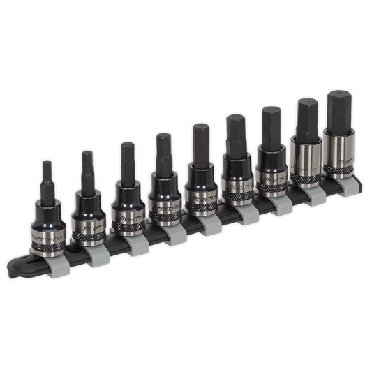 Sealey Hex Key Socket Bit Set 9 Pieces 3/8" Drive Metric Chrome Vanadium AK7986