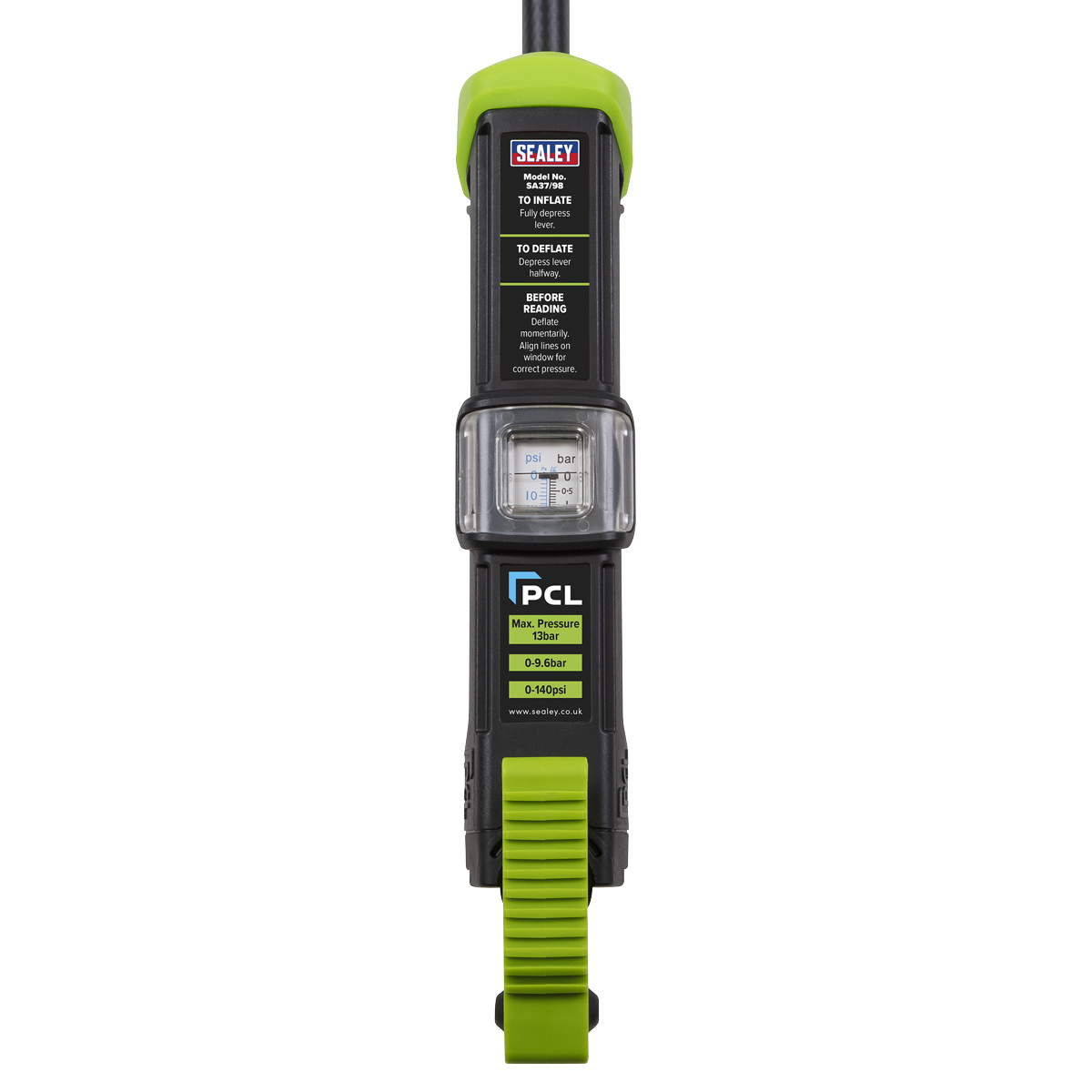 Sealey Clip On Connector Tyre Inflator Airlite Eco 255mm Flexible Hose SA37/98