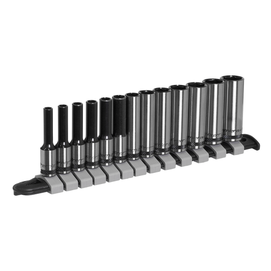 Sealey 13 Pieces 1/4" Square Drive Deep Socket Set - Black Series AK7991
