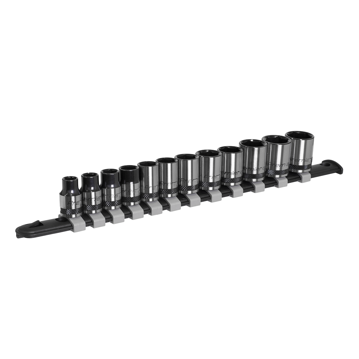Sealey 12 Pieces 3/8" Square Drive Socket Set On Rail - Black Series AK7992