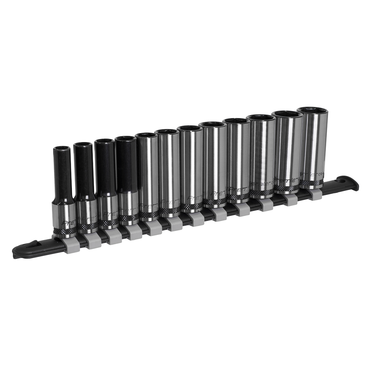 Sealey 12 Pieces 3/8" Square Drive Deep Socket Set - Black Series AK7993