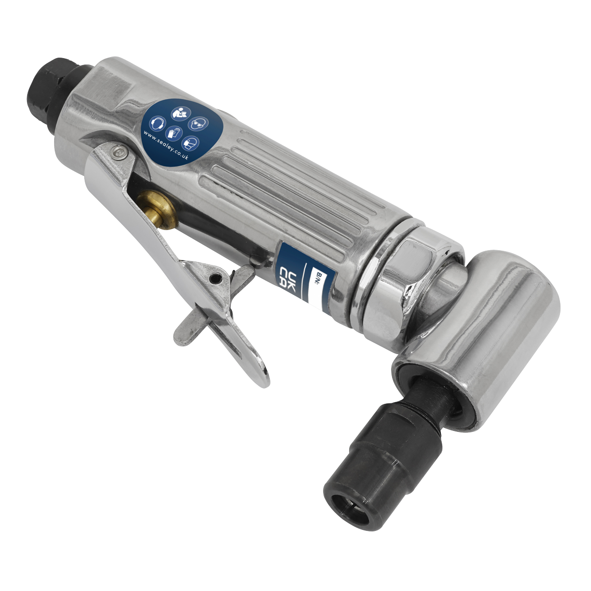 Sealey 90° Angle Air Die Grinder With Aluminium Body & Trigger Silver SA674