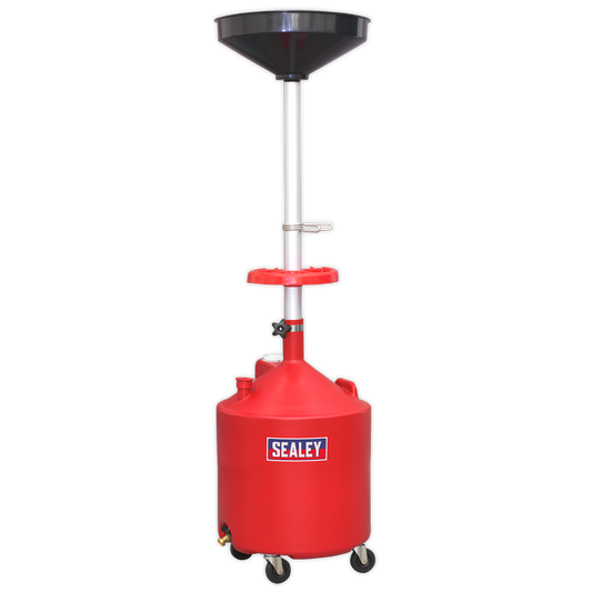 Sealey Mobile Oil Drainer Polyethylene Reservoir 80Litres Manual Discharge AK80D