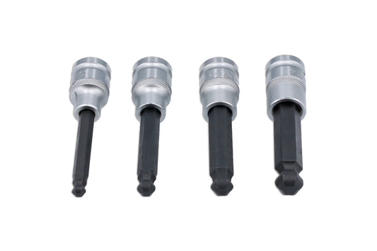 LASER 8601 4Pcs Screwdriver Ball End Hex Bit Socket Set 1/2" Drive CRV Steel