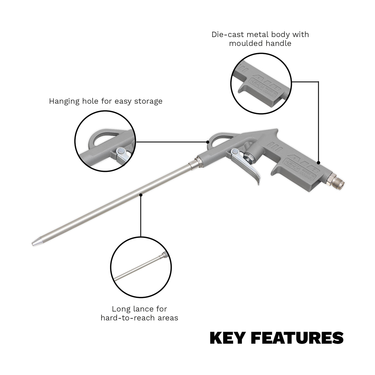 Sealey 200mm Air Blow Gun With 1/4" BSP Air Inlet With Moulded Handle SA919